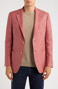 Peter Millar Hyperlight Soft Red Slub Wool & Silk Blend Sport Coat
