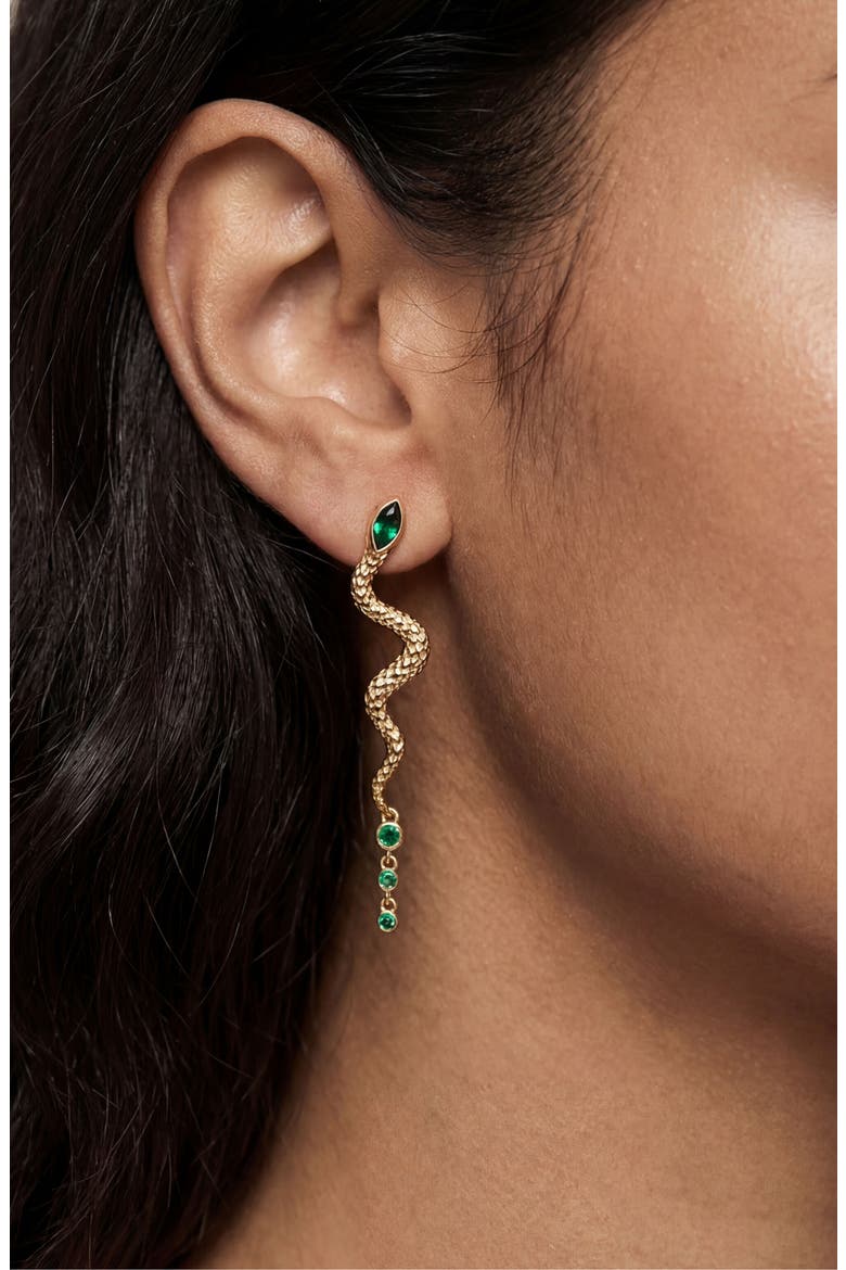 Serpentina Linear Earrings, Alternate, color, GREEN