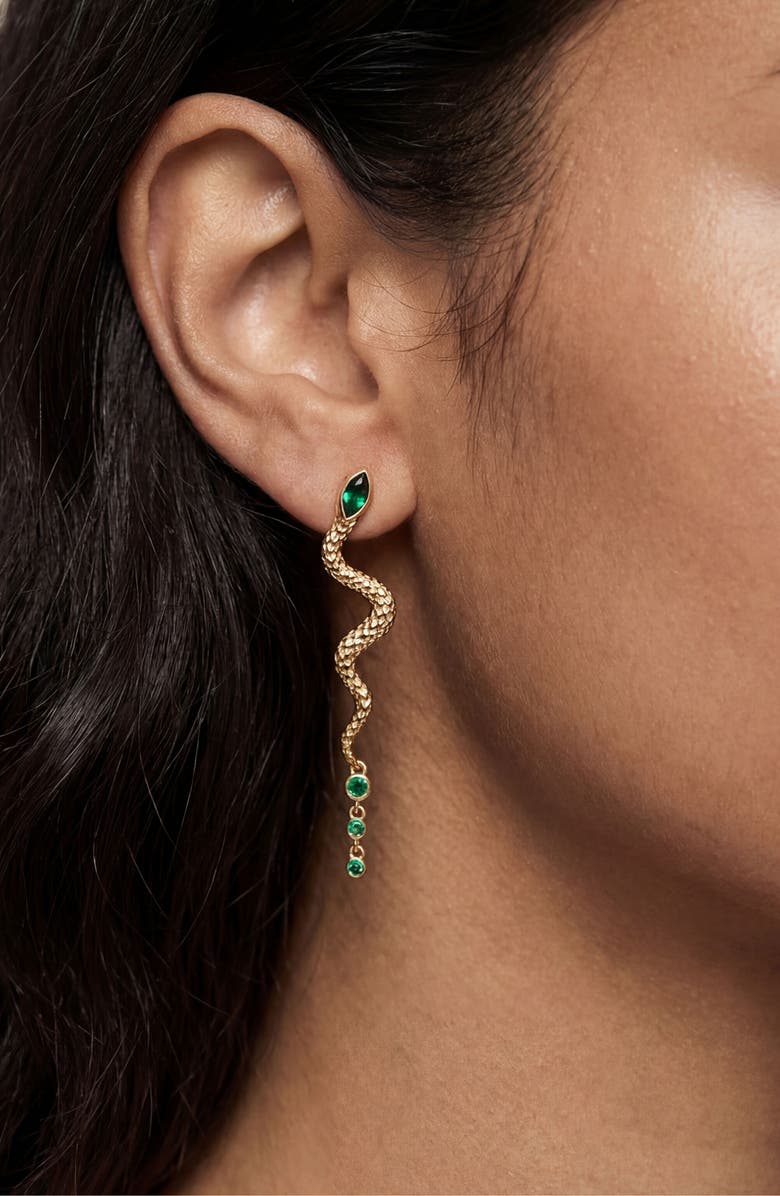 Ettika Serpentina Linear Earrings, Alternate, color, Green