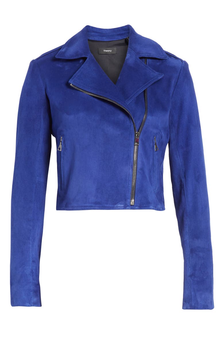 Theory Sanda L Lamb Suede Moto Jacket, Alternate, color, 
