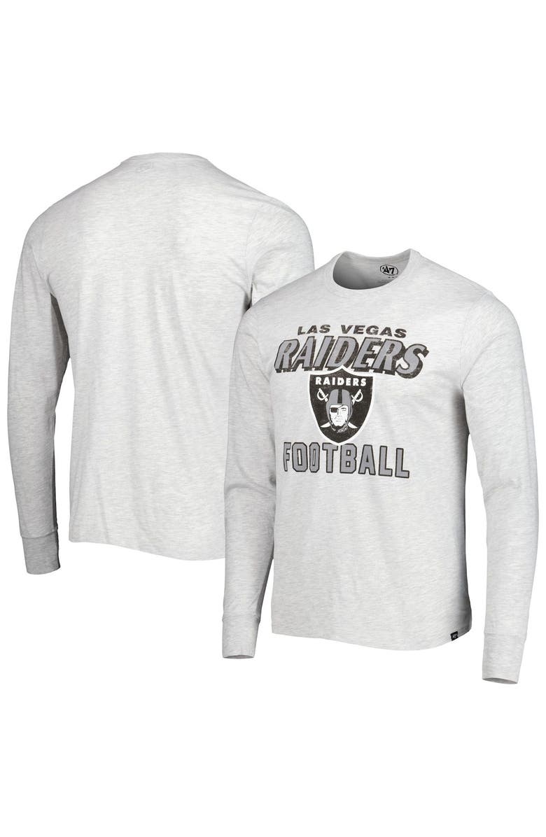 '47 Men's '47 Heathered Gray Las Vegas Raiders Dozer Franklin Long Sleeve T-Shirt, Main, color, Gray