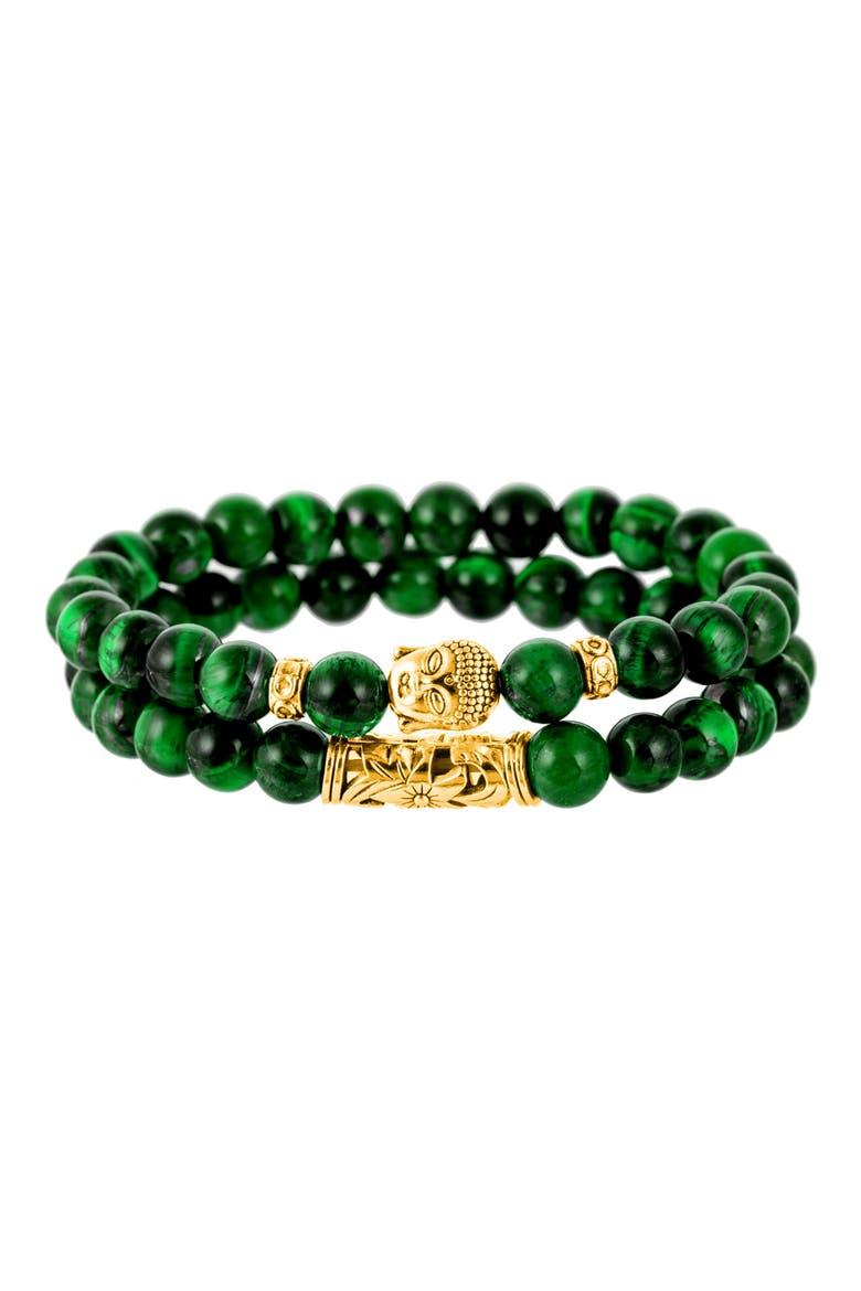 Marco 2-Piece Beaded Bracelets, Main, color, GREEN