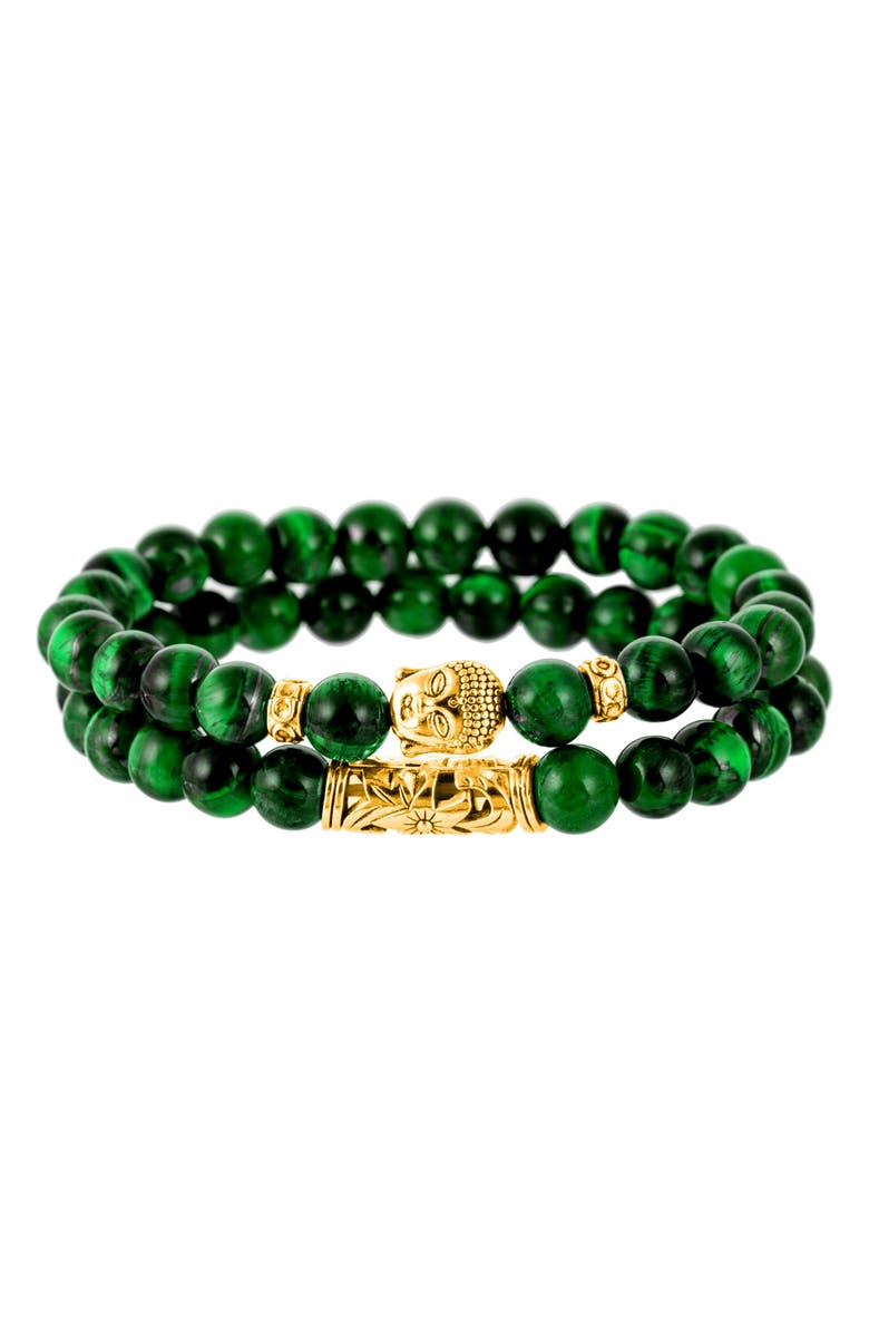 EYE CANDY LOS ANGELES Marco 2-Piece Beaded Bracelets, Main, color, Green