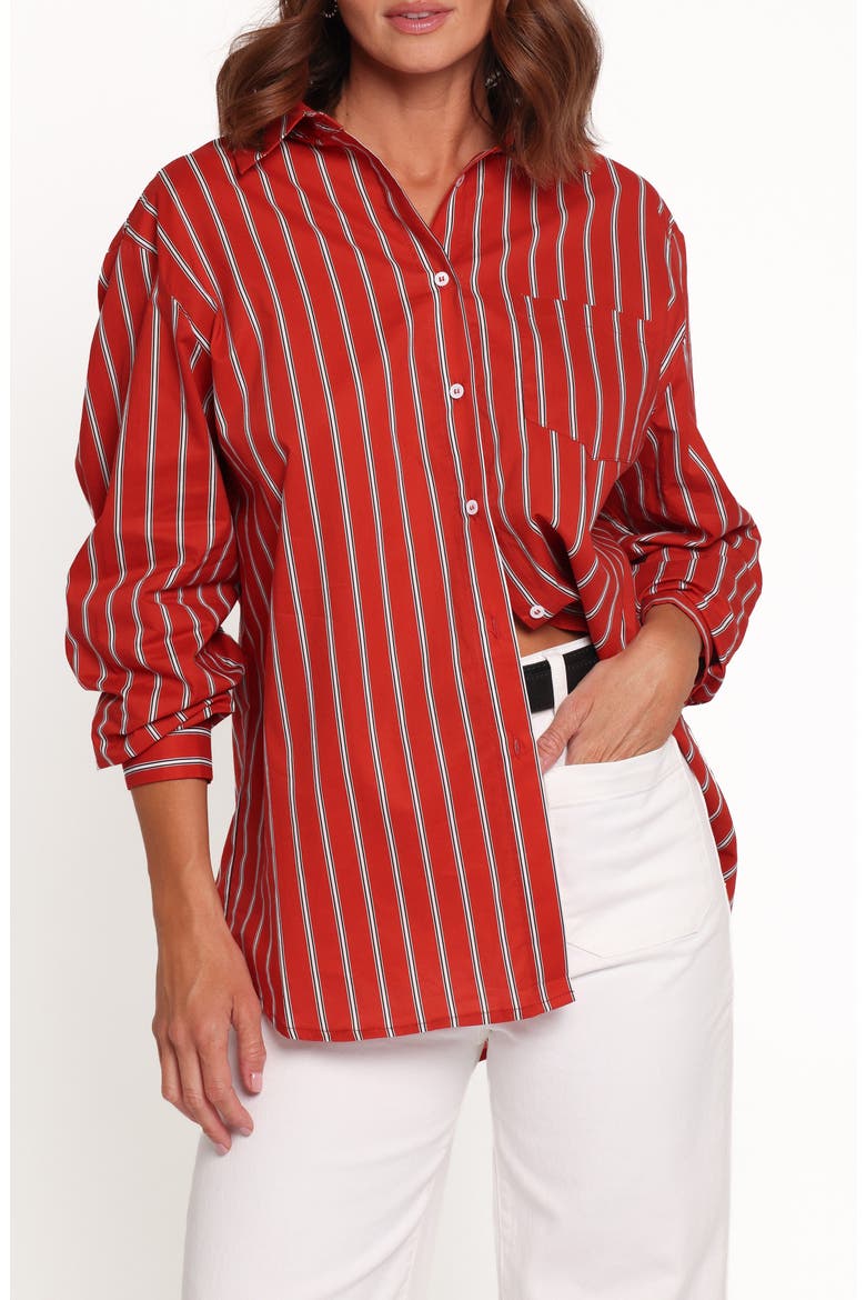 Palmer Striped Cotton Shirt, Main, color, RED STRIPE