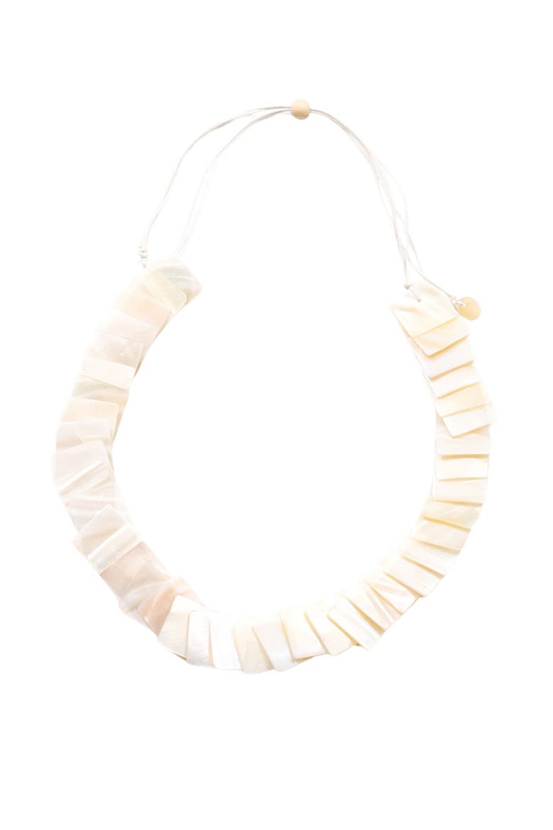 Playa Square Tiles Mother-Of-Pearl Necklace, Main, color, White