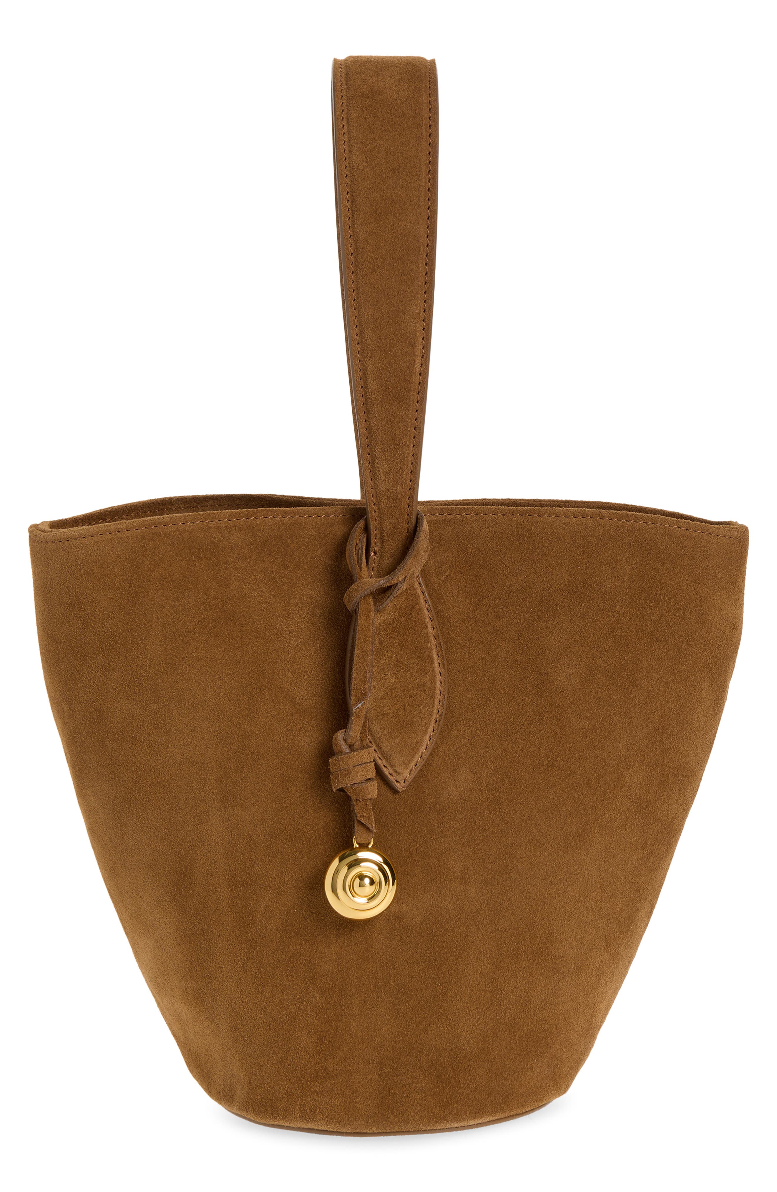 LIFFNER Suede Bucket Bag, Main, color, Light Brown