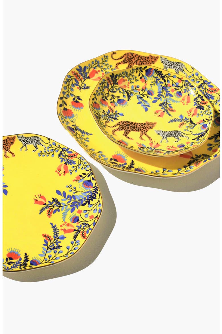 Amazon Rainforest Bone China Plates In Yellow, Set Of Three, Alternate, color, Yellow