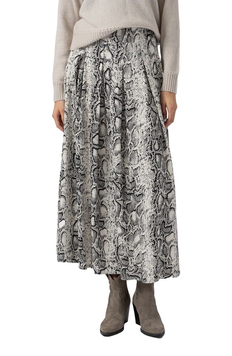 Saint + Sofia Eliza Pleated Skirt, Alternate, color, Cream