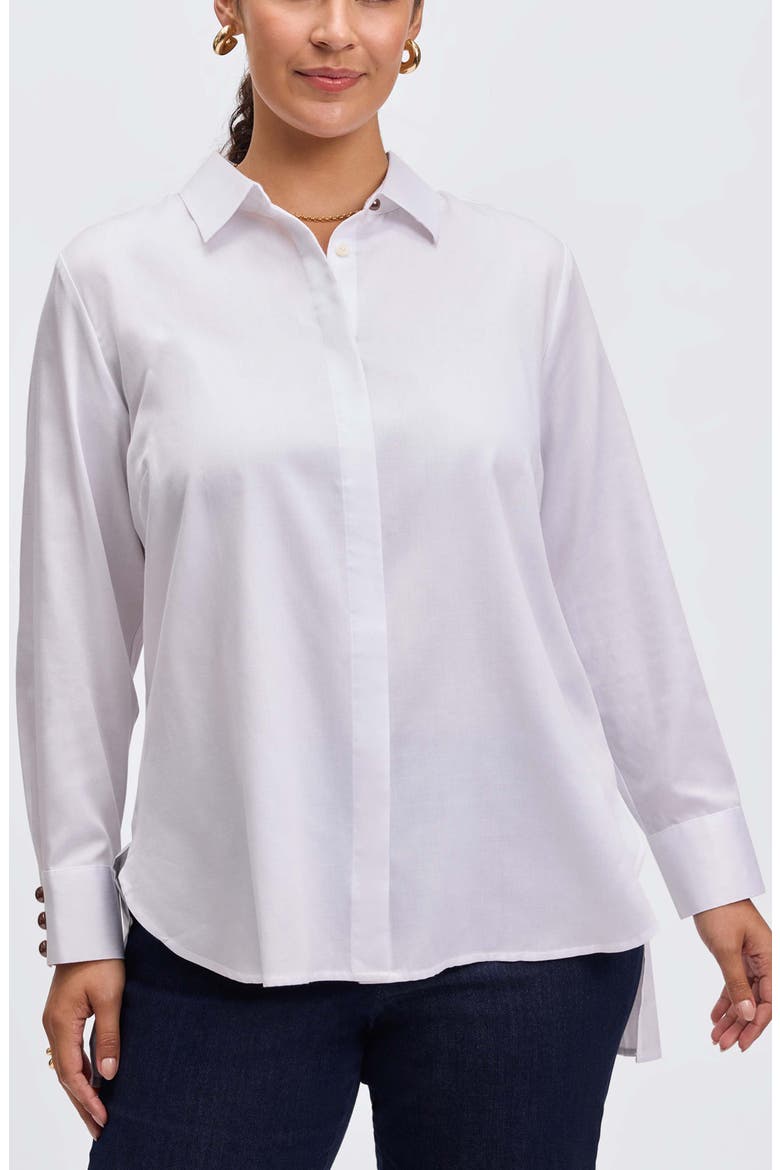 Pearly Bead Button-Up Shirt, Main, color, WHITE