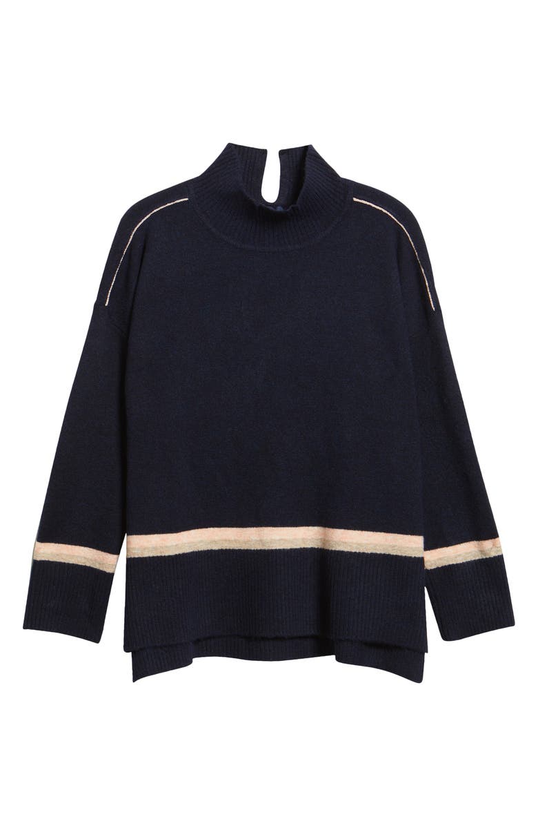 Hatley Stripe Mock Neck Sweater, Alternate, color, Navy