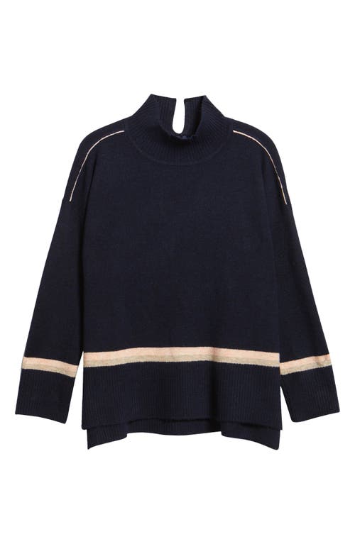 Hatley Stripe Mock Neck Sweater In Black