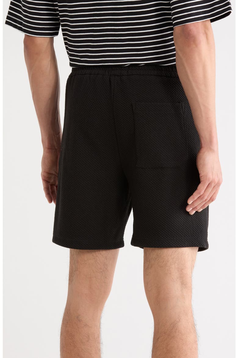 Textured Drawstring Shorts, Alternate, color, BLACK W/ DIAMOND TEXTURED