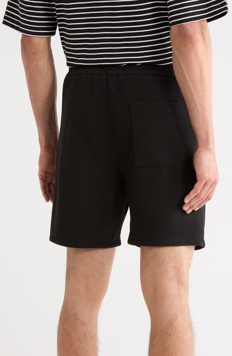 DENIM AND FLOWER Textured Drawstring Shorts, Alternate, color, Black W/ Diamond Textured