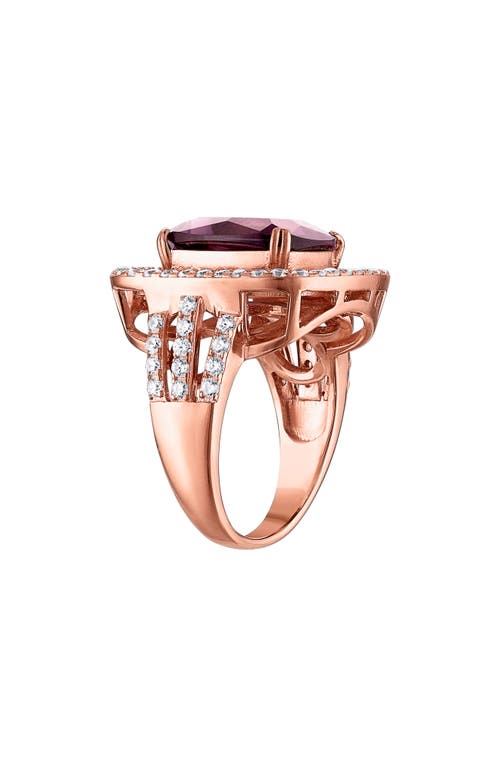 Fuzion Creations Amethyst Cubic Zirconia Halo Ring In Rose