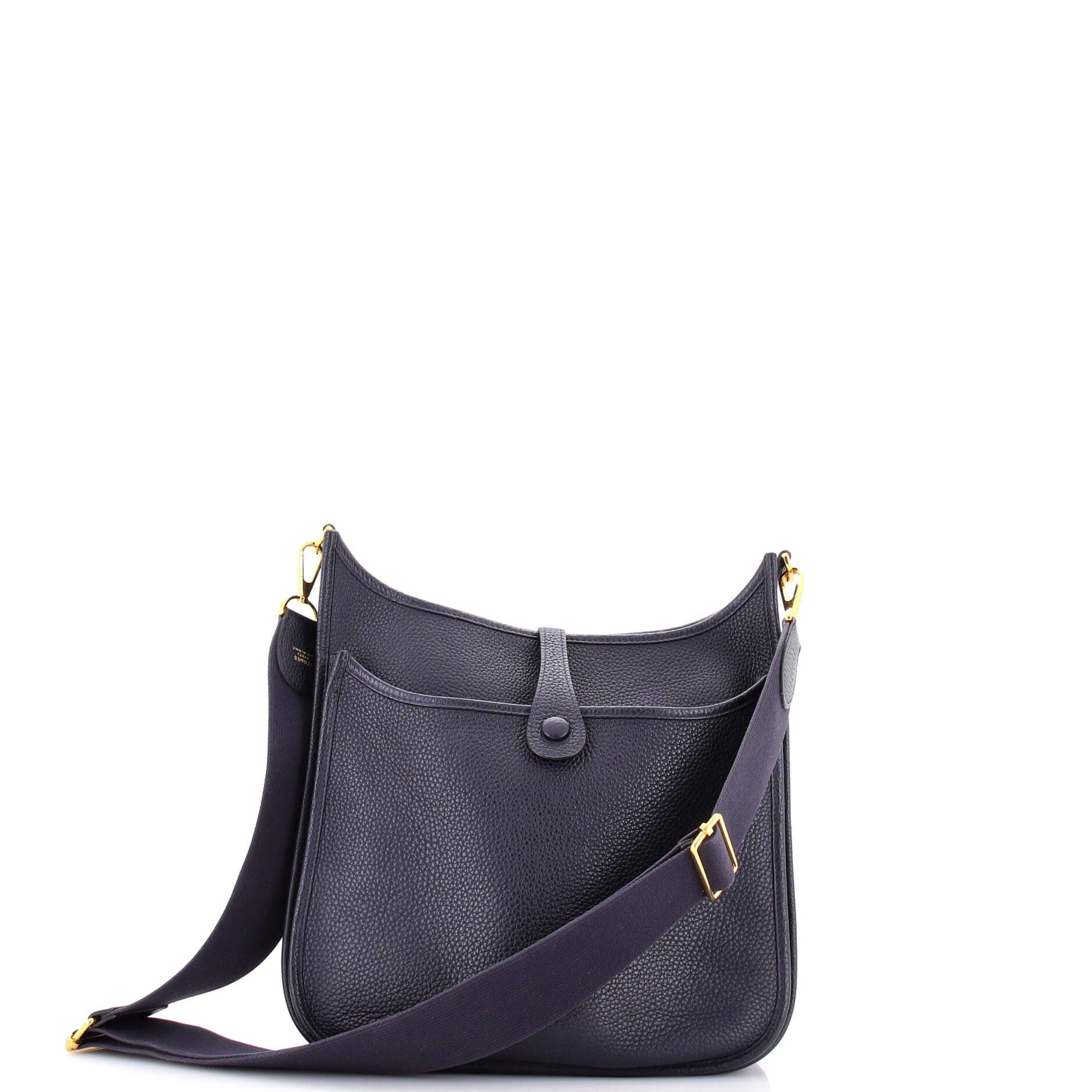 Pre-Owned Hermes Evelyne Bag Gen III Clemence PM, Alternate, color, Bleu Nuit