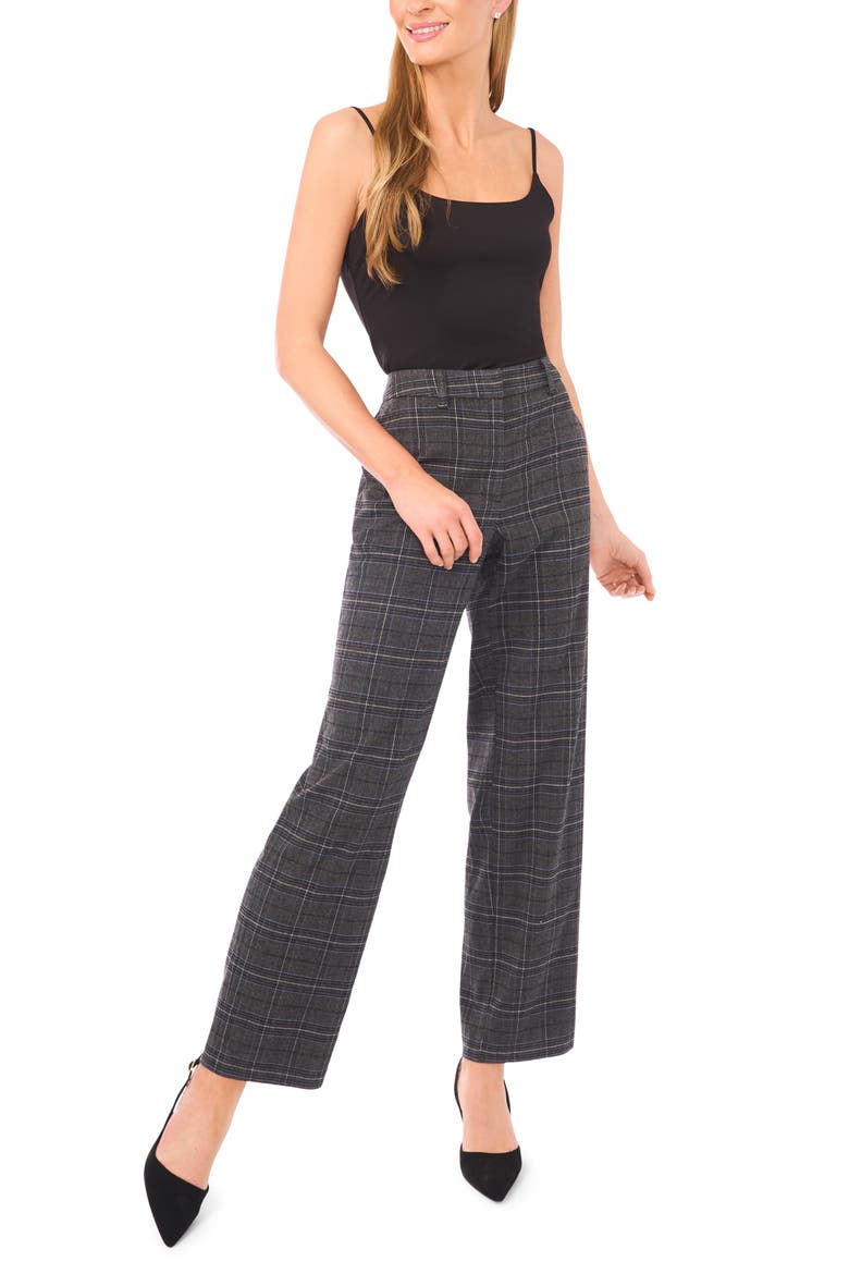 Plaid Straight Leg Pants, Alternate, color, AEGEAN BLUE