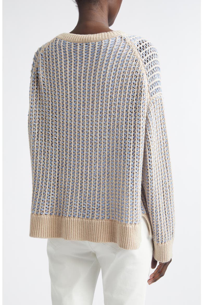 Open Stitch Cashmere & Silk Crewneck Sweater, Alternate, color, BLUE OASIS MULTI