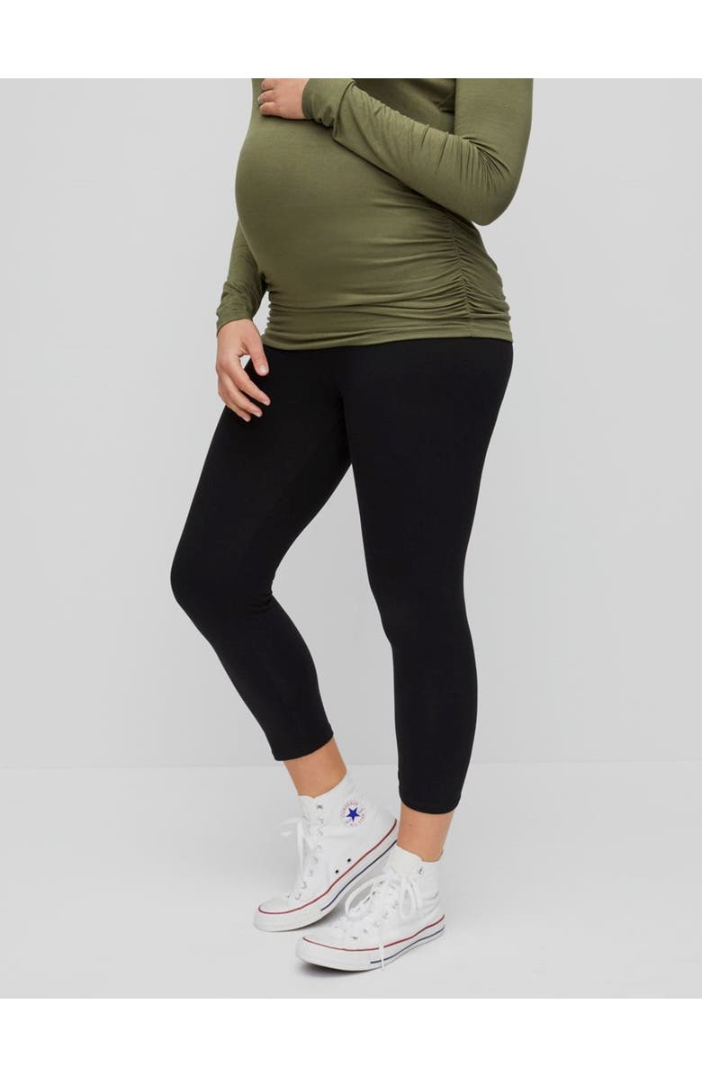 MOTHERHOOD MATERNITY Basic Secret Fit Belly Maternity Crop Leggings, Main, color, Black