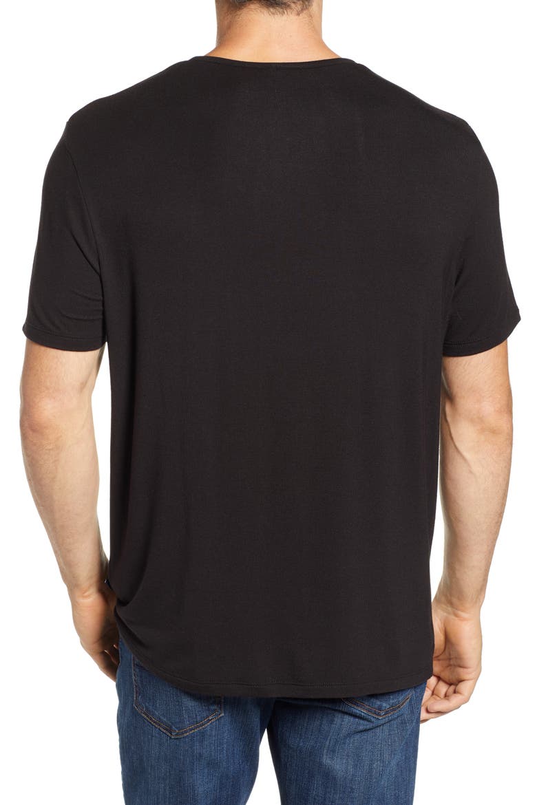 Short Sleeve Stretch Modal Henley, Alternate, color, BLACK
