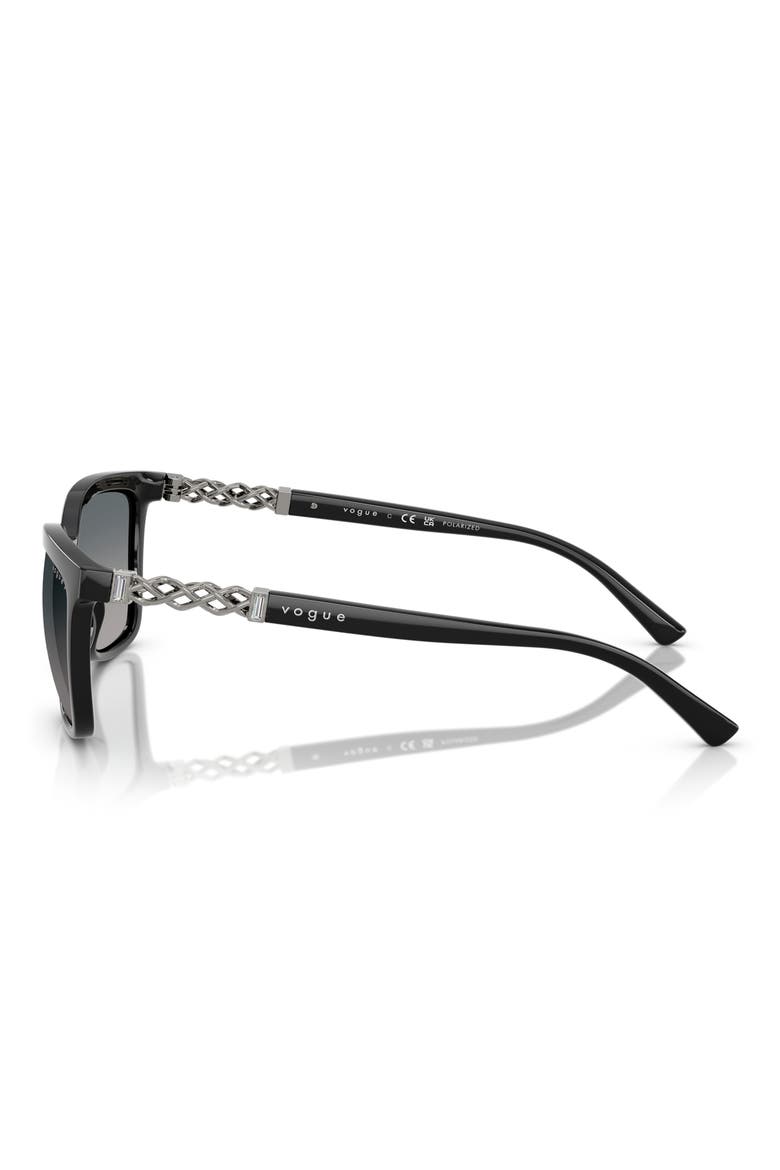 56mm Polarized Gradient Square Sunglasses, Alternate, color, BLACK