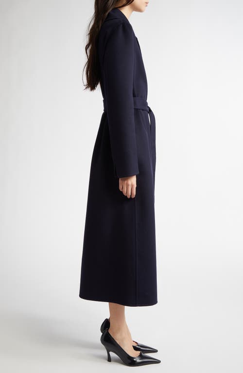 Stella Mccartney Belted Double Face Wool Wrap Coat In Ink