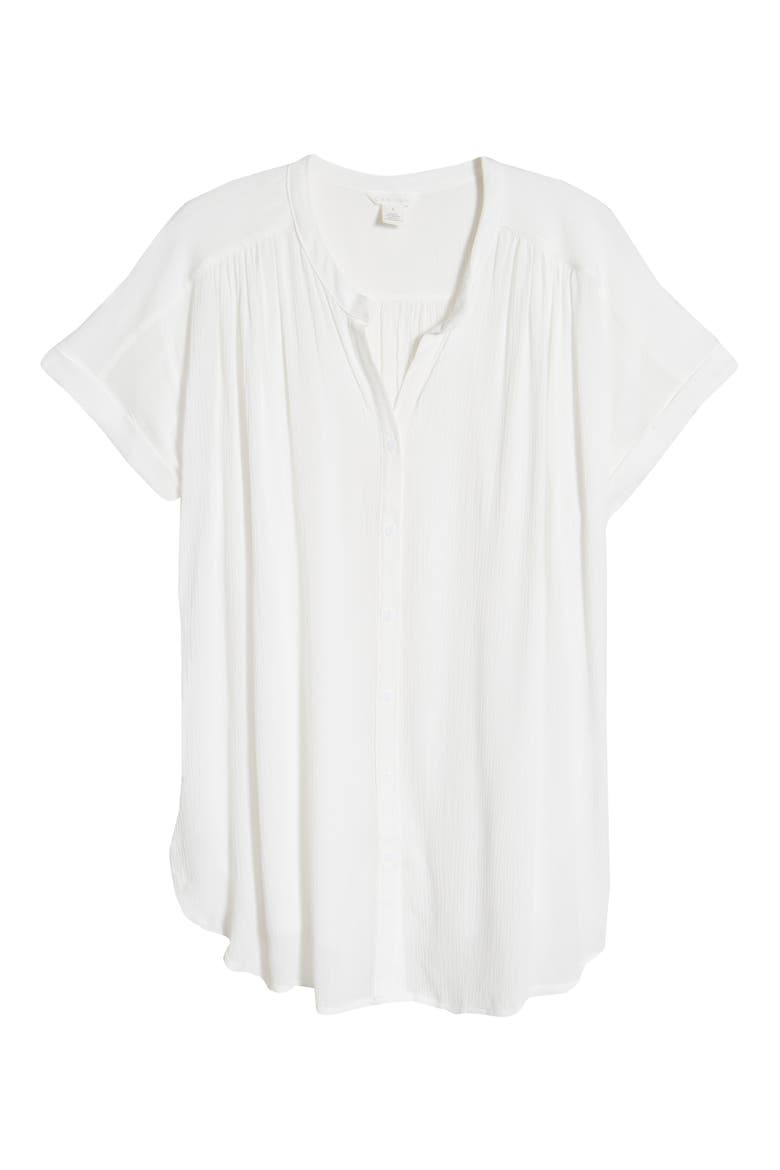 Relaxed Button Front Top, Alternate, color, IVORY CLOUD