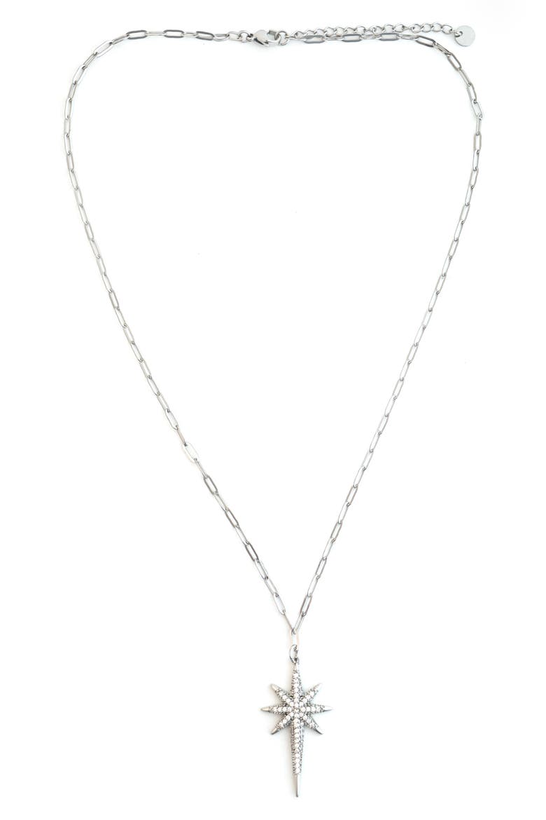 Starburst Pendant Necklace, Main, color, SILVER