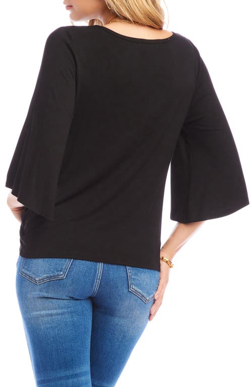 Karen Kane Womens Flare Sleeve Twist Front Pullover Top In Black