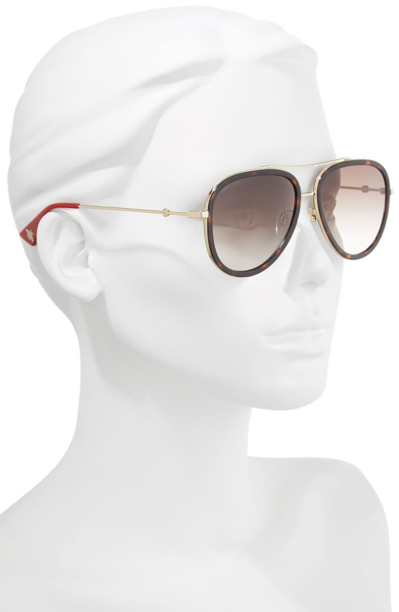 Gucci 57mm Aviator Sunglasses, Alternate, color, 