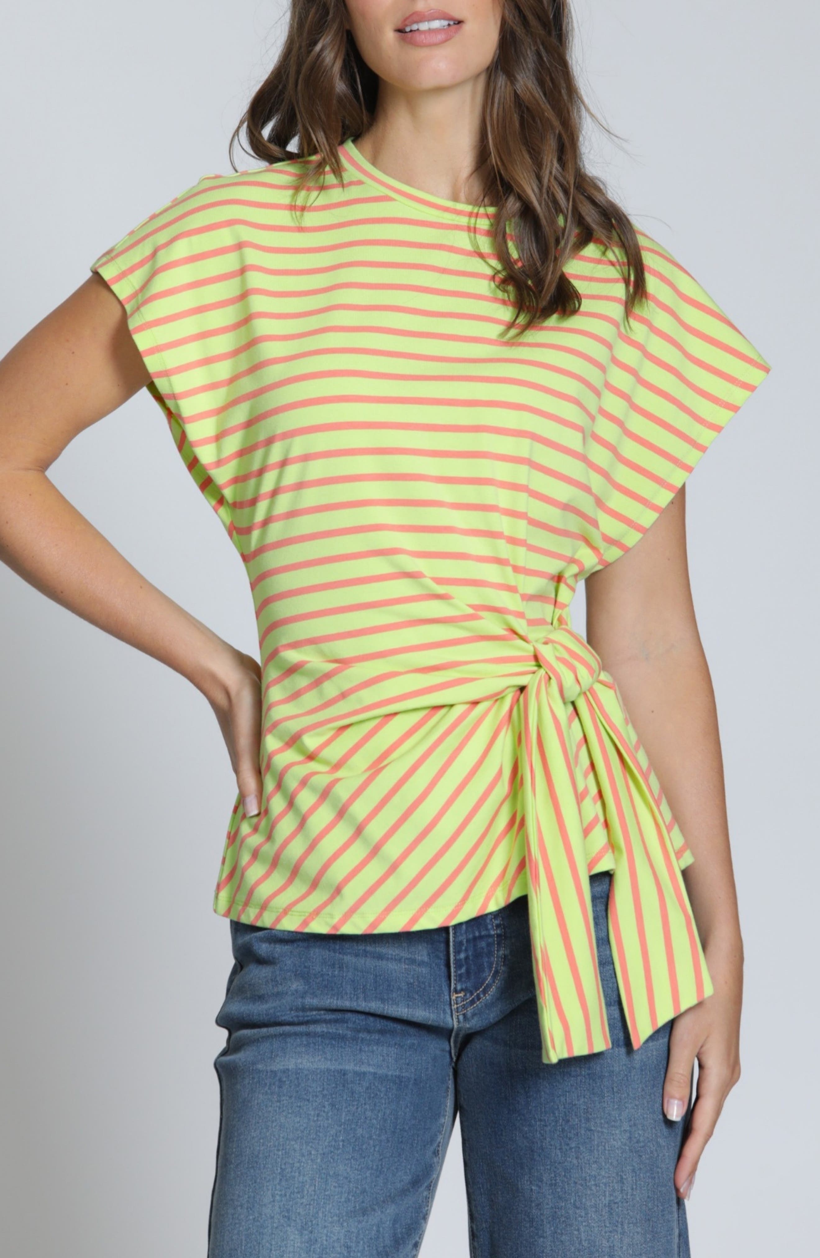 Stripe Side Tie T-Shirt