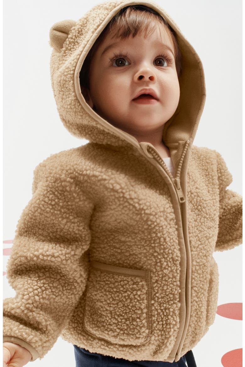 Cozy Hooded Zip Jacket, Alternate, color, TAN STOCK