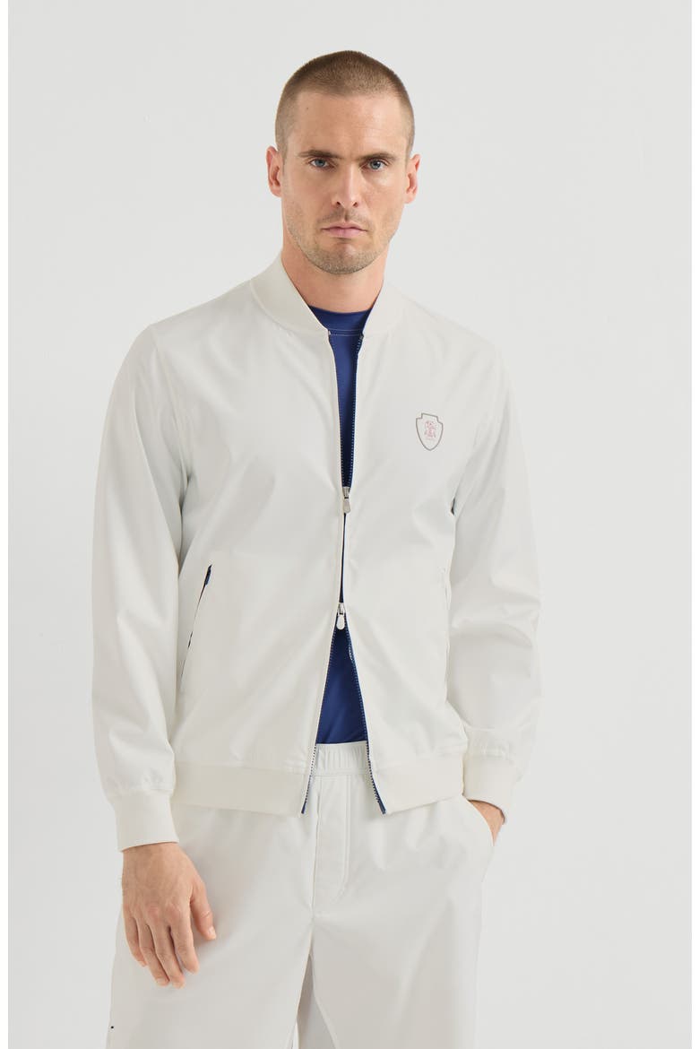 Nylon sweatshirt with logo and zipper, Main, color, White