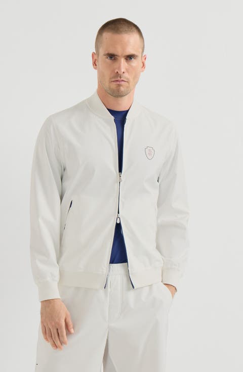 Nylon sweatshirt with logo and zipper