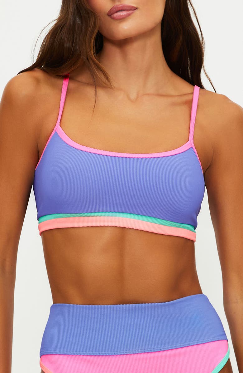 Beach Riot Val Colorblock Bikini Top, Main, color, Sherbert Shores Colorblock