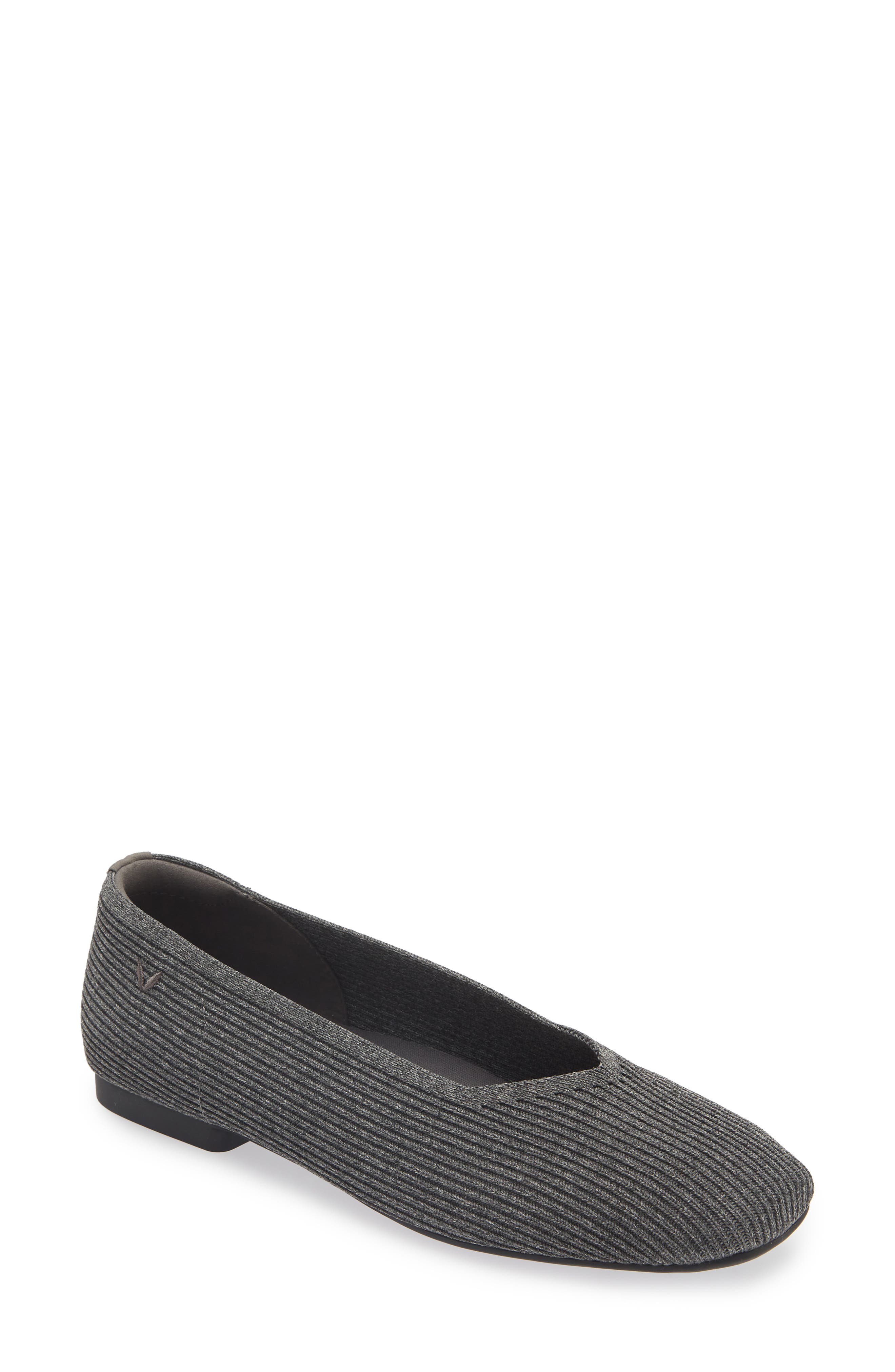 Square-Toe V-Cut Flats, Main, color, RICH GREY