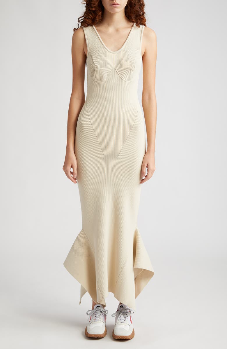 Marine Serre Asymmetric Flared Hem Rib Tank Dress | Nordstrom