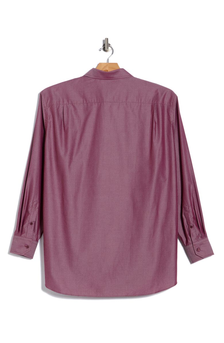 David Donahue Dobyy Dot Print Sport Shirt, Alternate, color, Burgundy