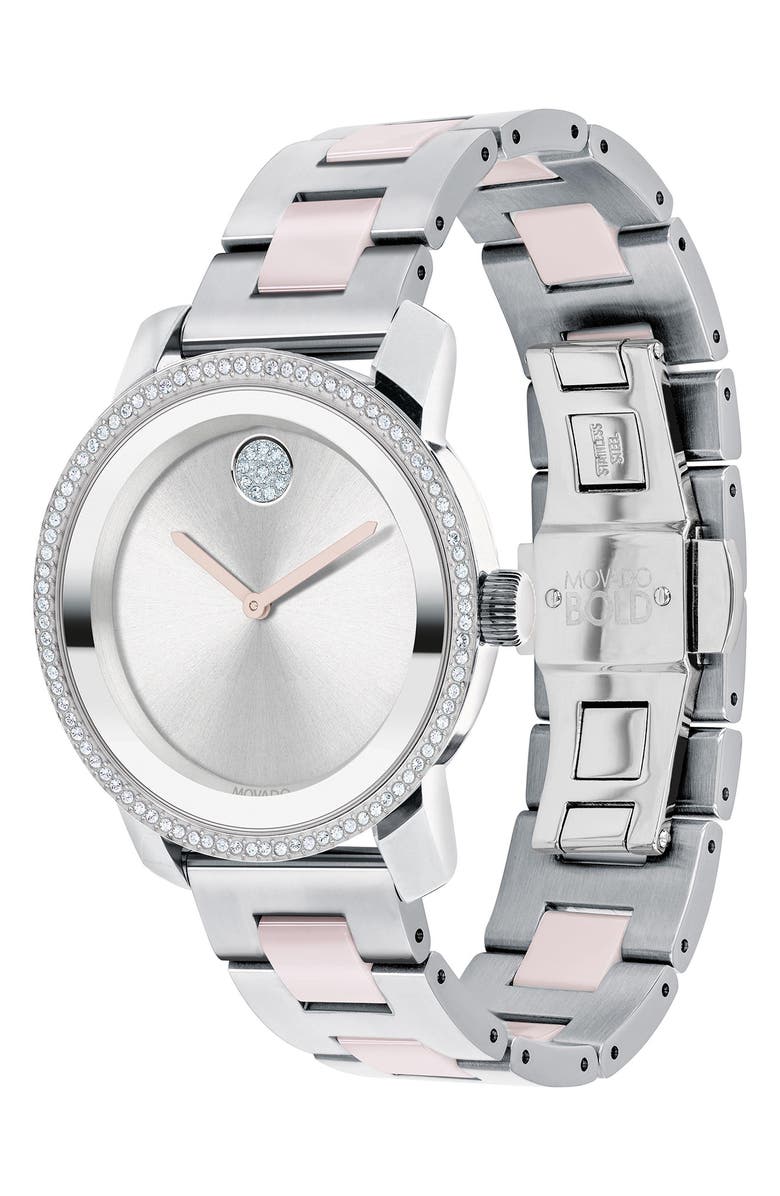 Movado Bold Iconic Mixed Material Bracelet Watch, 36mm, Alternate, color,