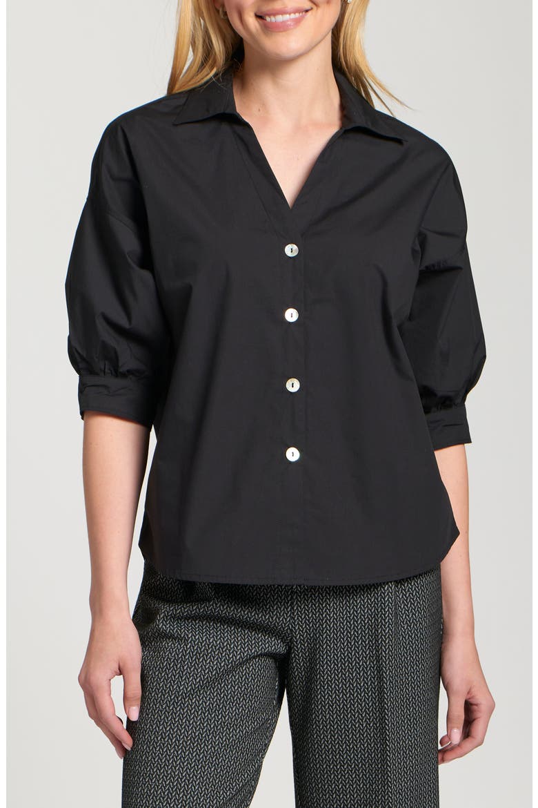 Blouson Sleeve Shirt, Main, color, BLACK