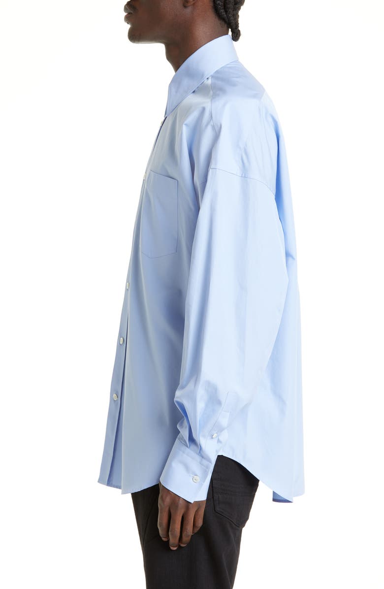 McQueen Oversize Cotton Button-Up Shirt, Alternate, color, Bluebell