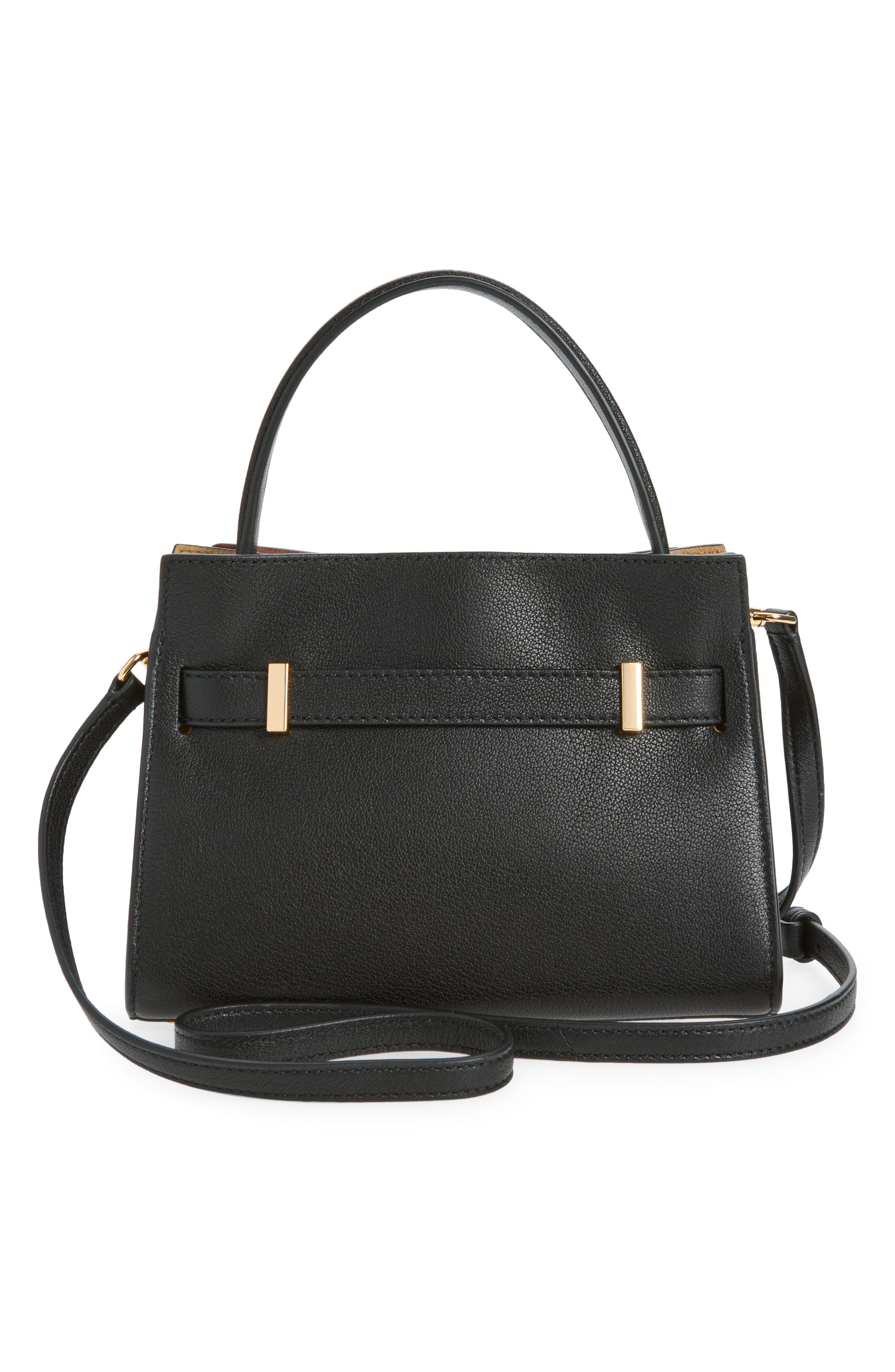 Petite Lee Radziwill Leather Double Bag, Alternate, color, BLACK