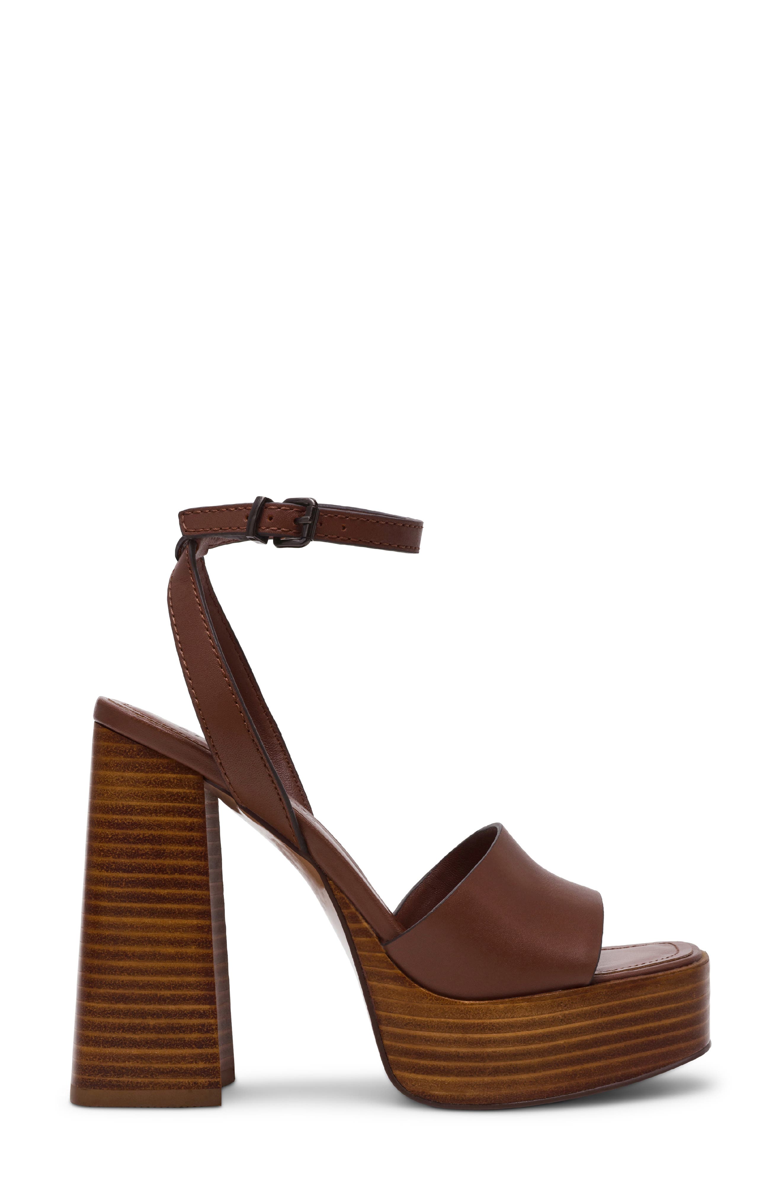Steve Madden Floria Platform Ankle Strap Sandal, Alternate, color, Brown Leather