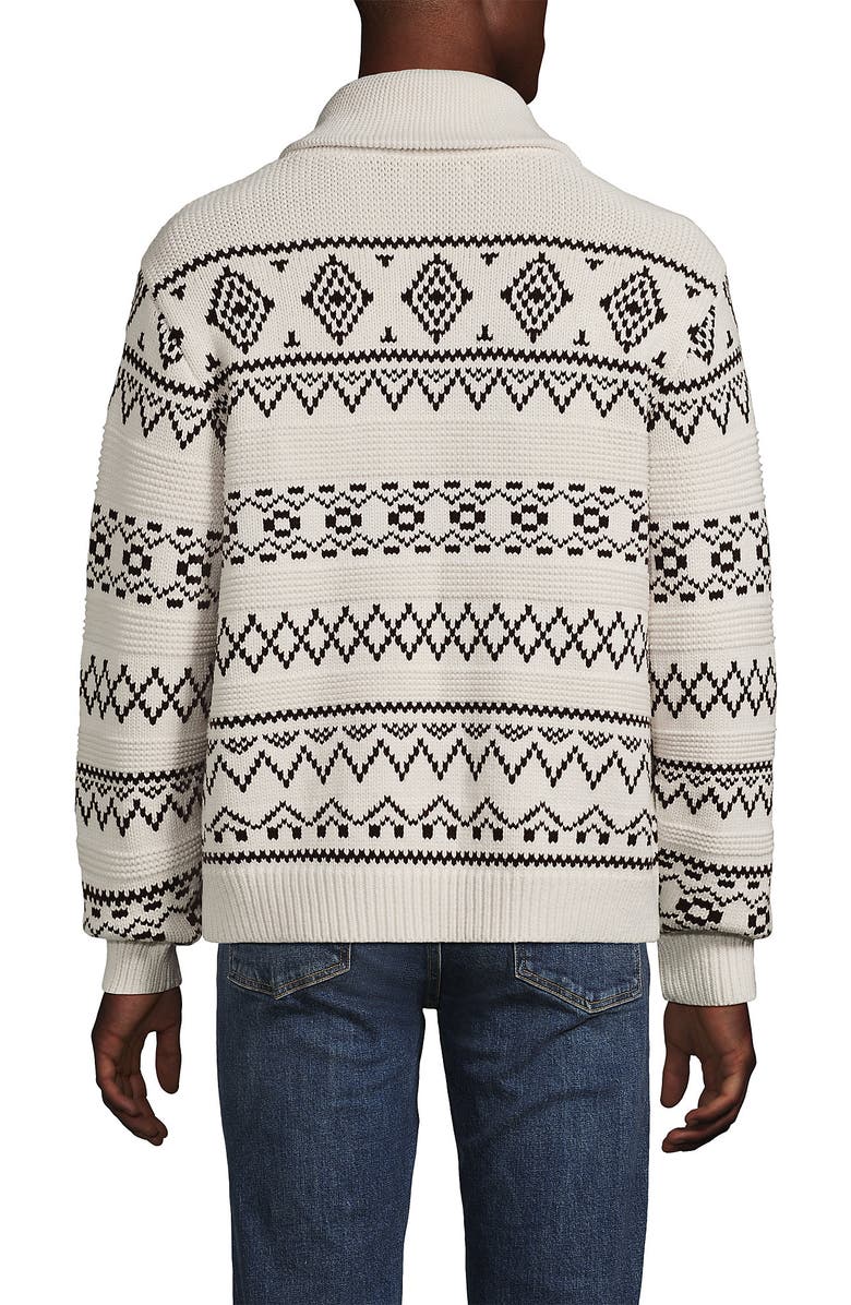 Lands' End Long Sleeve Cotton Blend Shawl Fairisle Cardigan, Alternate, color, 