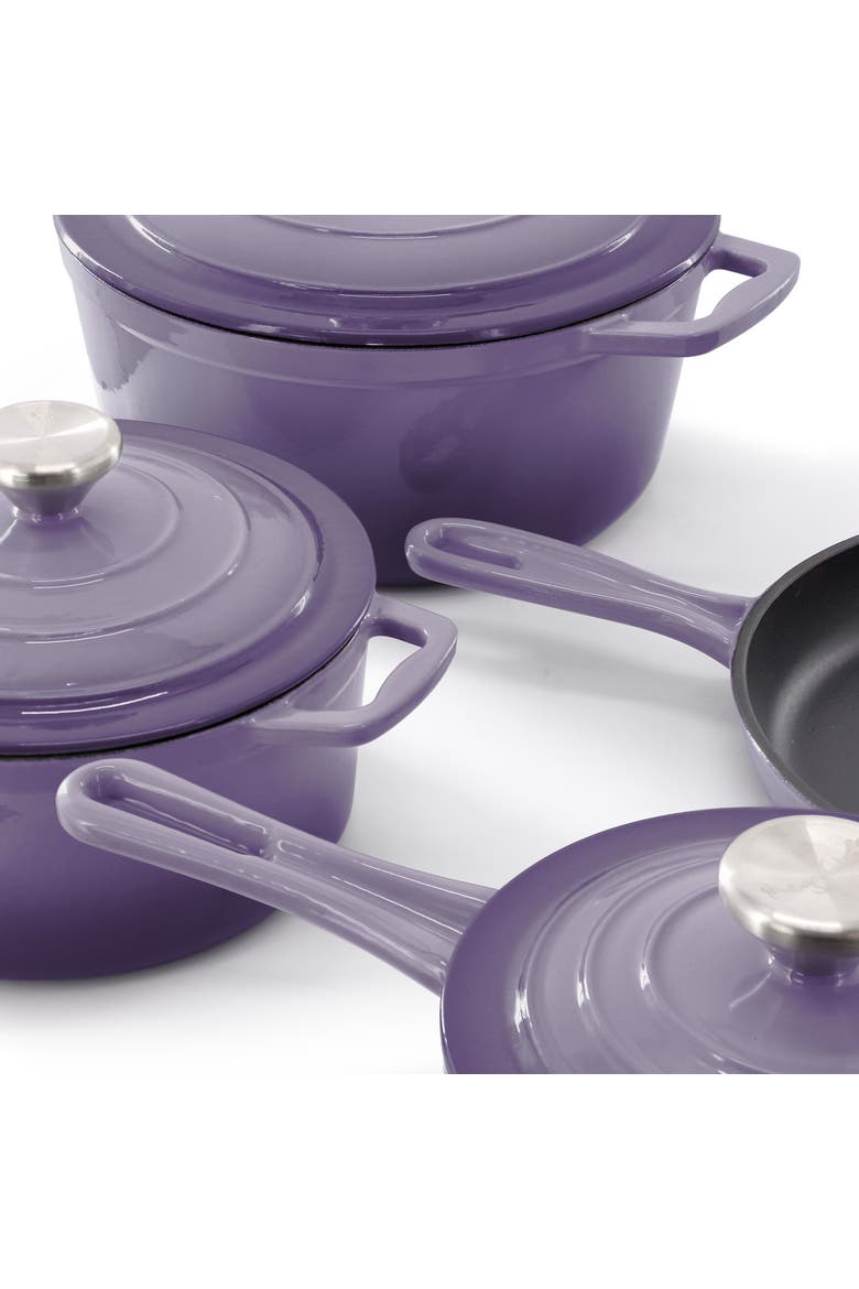 7 Piece Enameled Cast Iron Cookware Set, Alternate, color, Purple