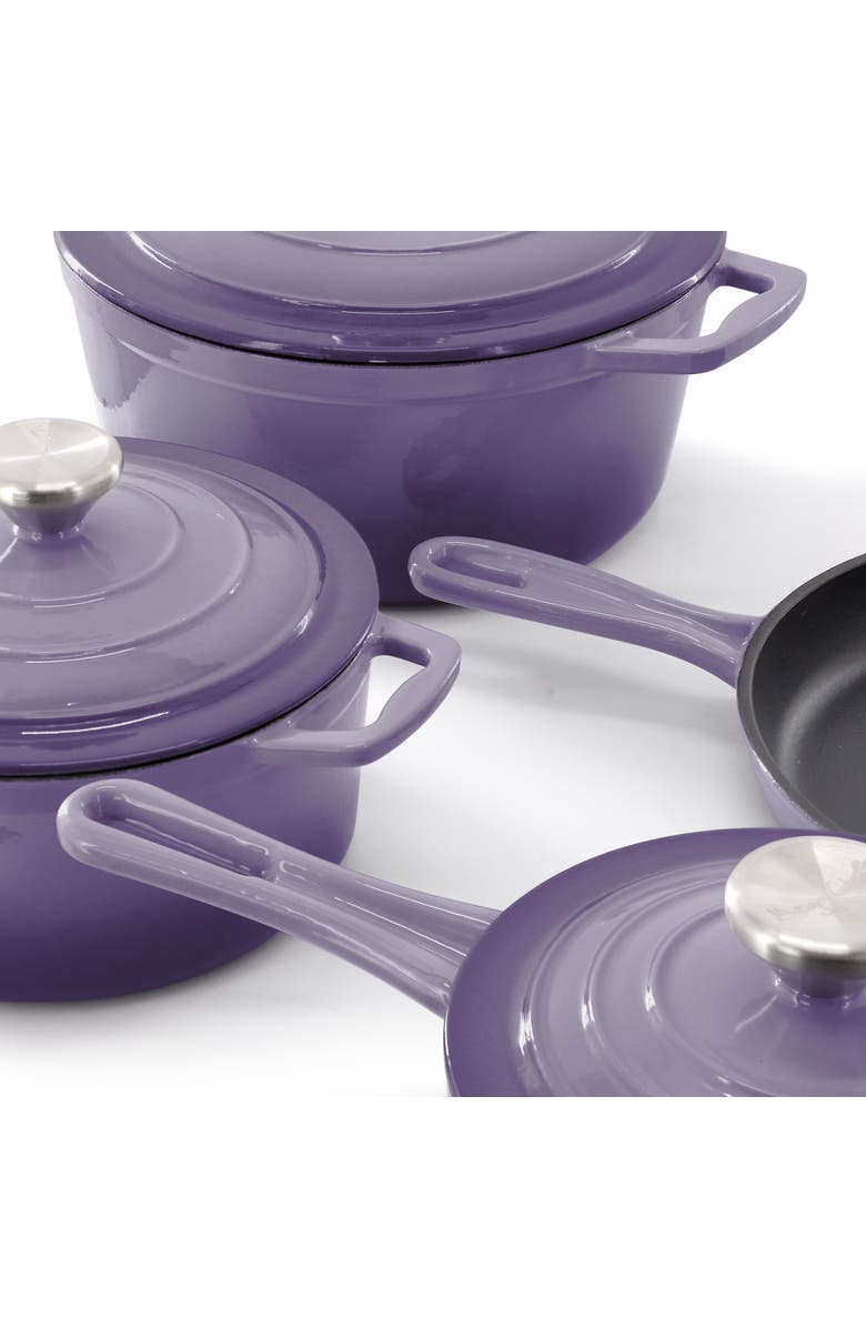 Megachef 7 Piece Enameled Cast Iron Cookware Set, Alternate, color, Purple