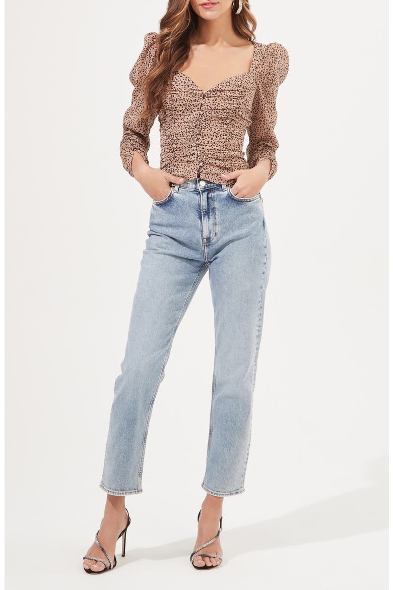 the Label Colima Animal Print Ruched Top, Alternate, color, TAUPE-GOLD ANIMAL