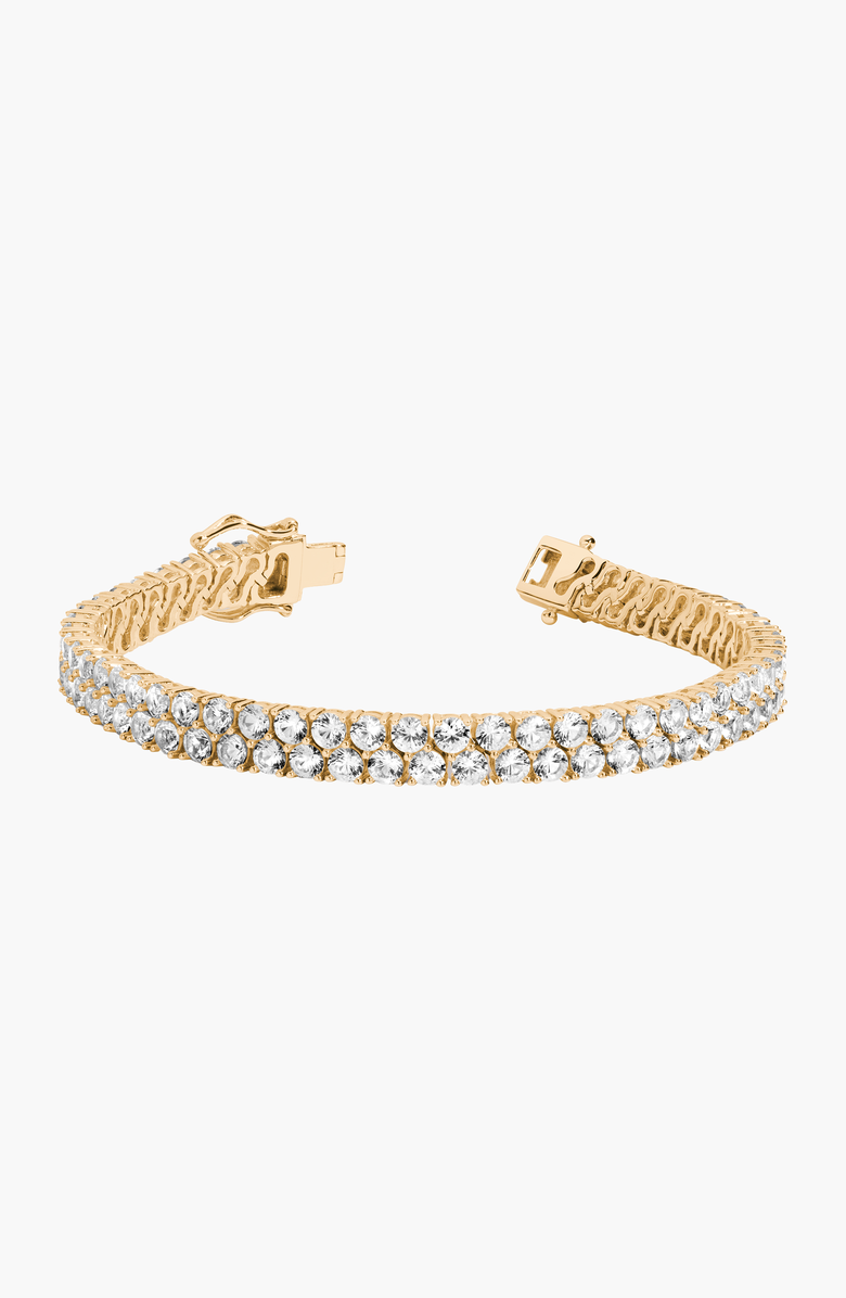 Aurate New York Lab Grown White Sapphire Double Row Tennis Bracelet, Main, color, Yellow Vermeil