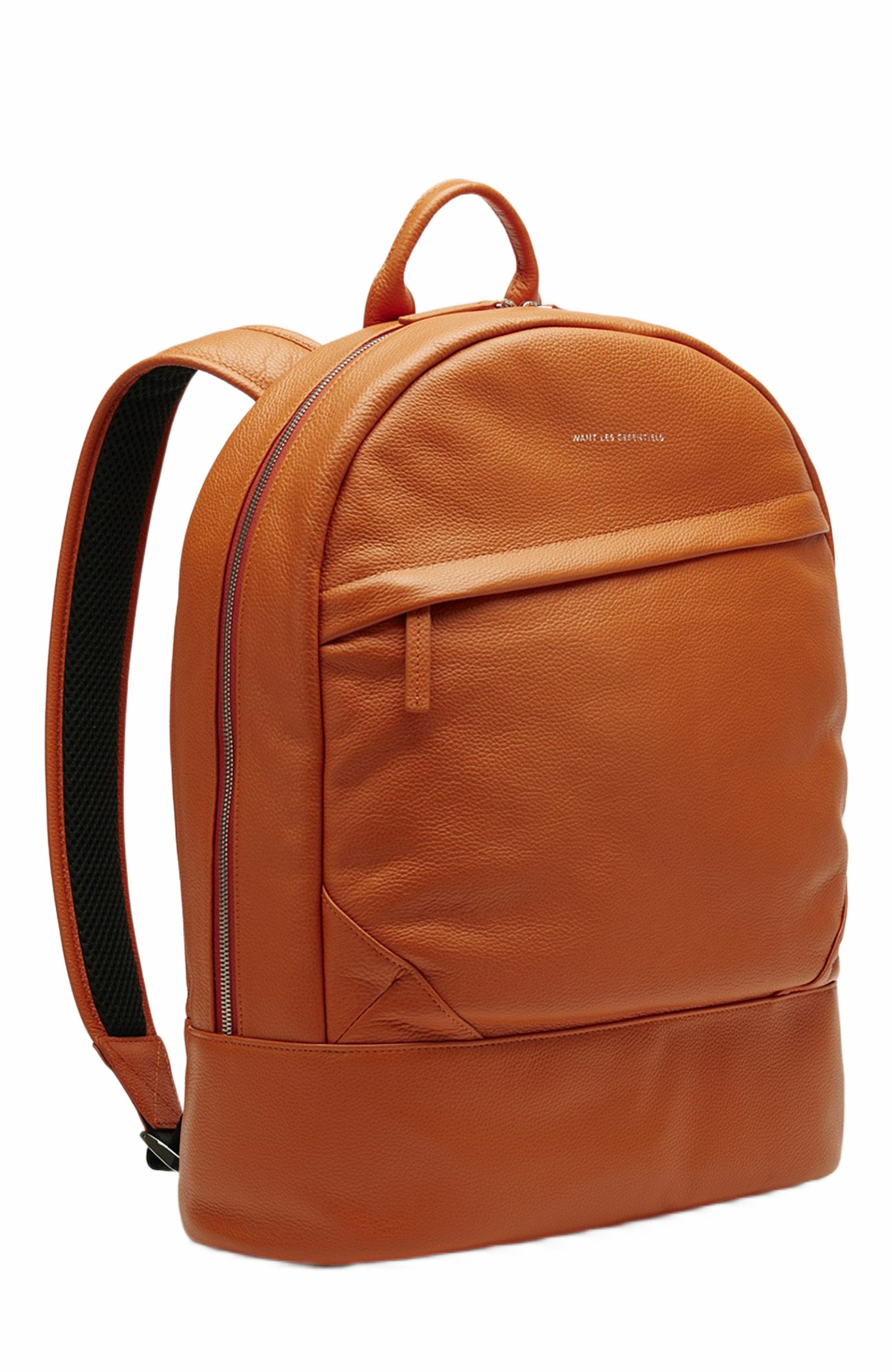 Kastrup Pebble-Grained Leather Backpack, Alternate, color, Orange