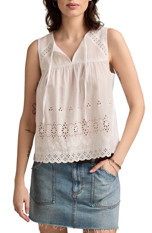 LUCKY BRAND LUCKY BRAND EYELET EMBROIDERED COTTON TANK 
