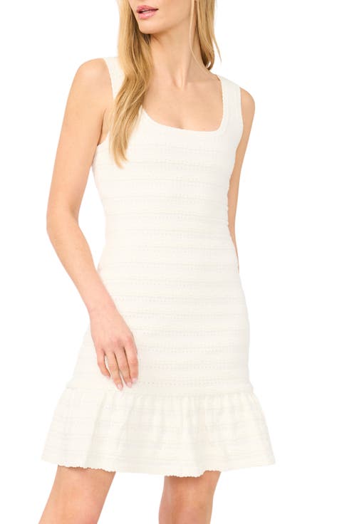 Square Neck Pointelle Minidress